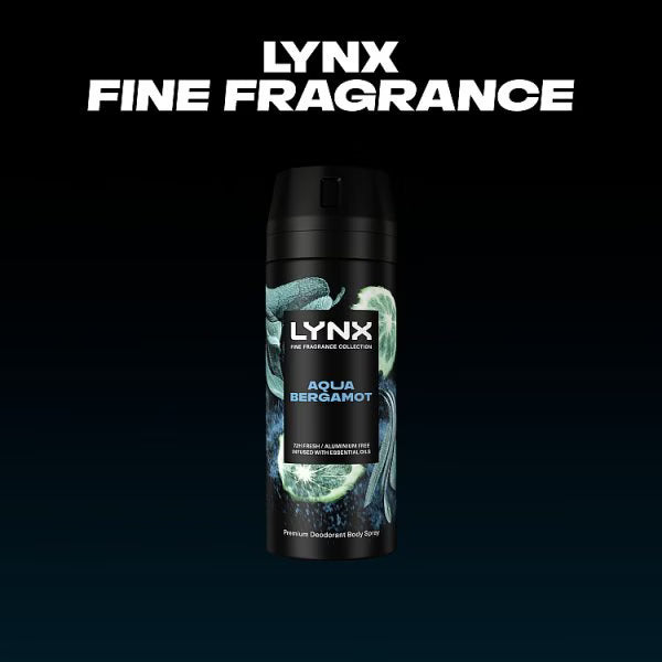 Lynx Fine Fragrance Aqua Bergamot Deodorant Spray 150ml, UK version