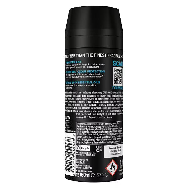 Lynx Fine Fragrance Aqua Bergamot Deodorant Spray 150ml, UK version