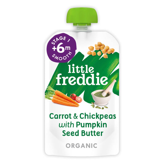 Little Freddie Organic Carrot & Chickpeas Stage 1 +6m Smooth 120g baby meals Sainsburys   