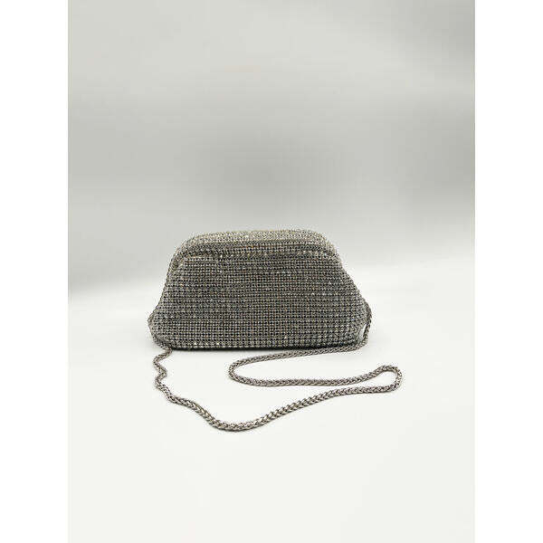 SVNX crystal pouch clutch bag in silver (British brand)