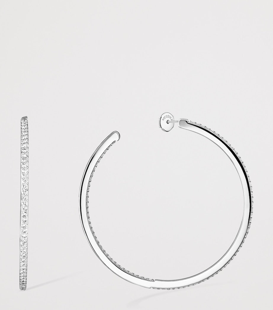 Messika Gatsby small white gold hoop earrings 0.41ct, imported from the UK