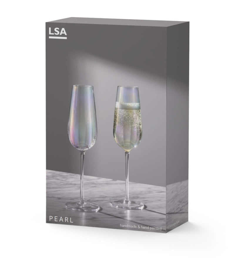 LSA International pearl flute glasses set of two (British brand)