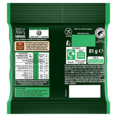 After Eight dark chocolate mint mini eggs 81g (British brand)