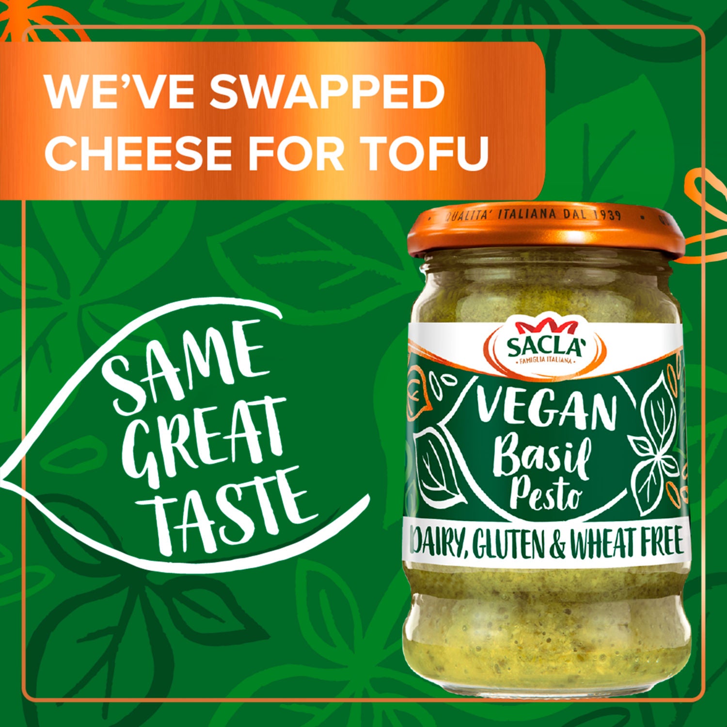 Sacla vegan basil pesto sauce 190g (British brand)