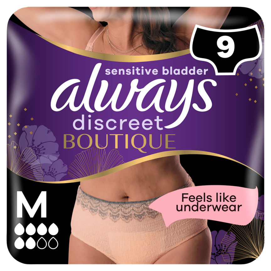 Always Discreet Boutique Underwear Incontinence Pants Medium Peach GOODS ASDA   