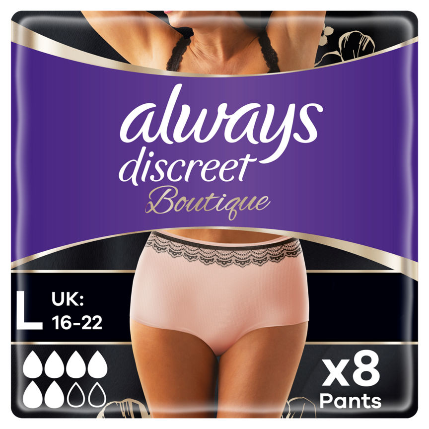 Always Discreet Boutique Underwear Incontinence Pants Large Peach