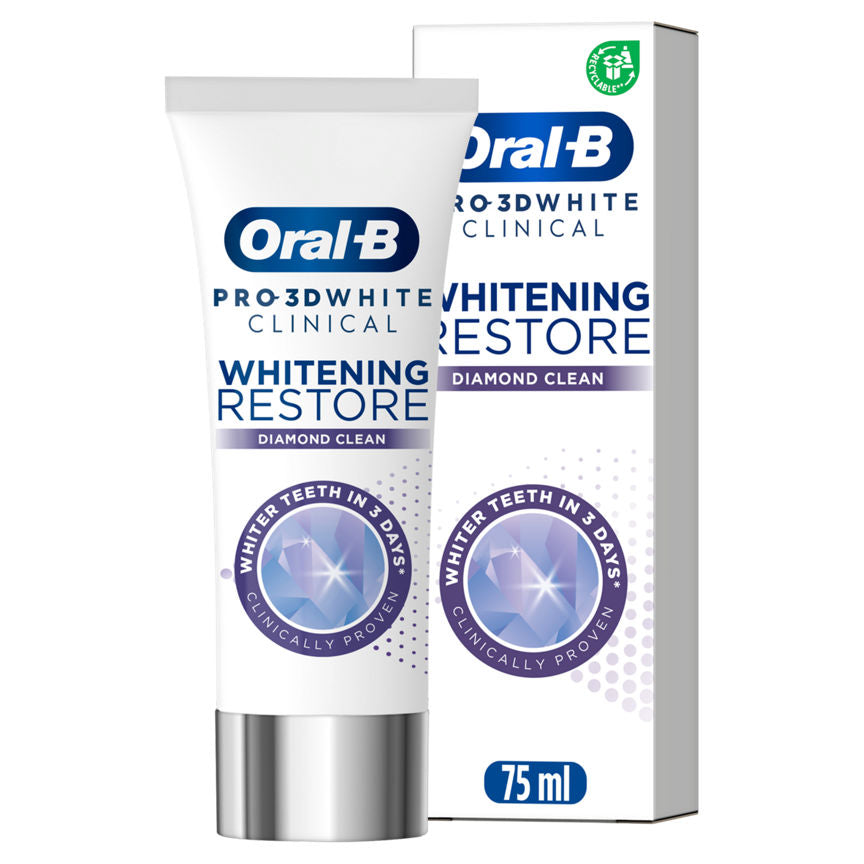 Oral-B 3D White Whitening Restore Diamond Clean Toothpaste GOODS ASDA   