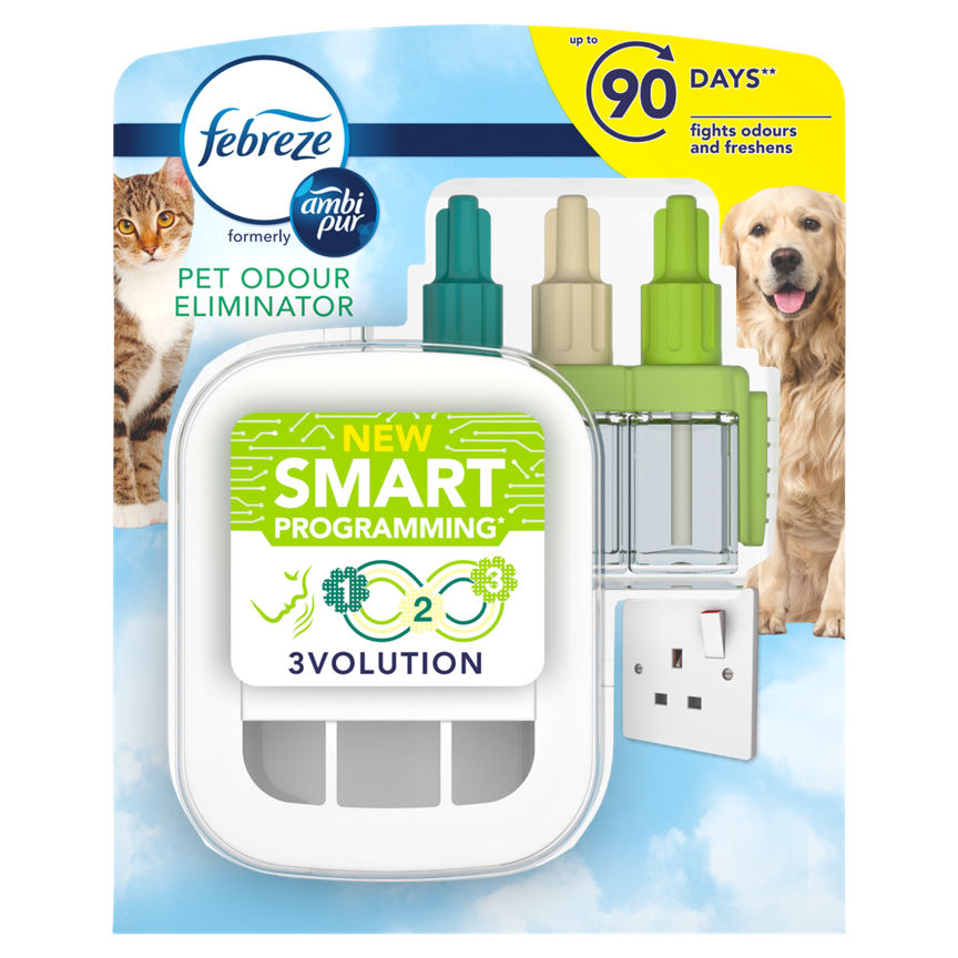 Febreze 3Volution Plug In Air Freshener Unit & Refill, Pet Odour Eliminator GOODS ASDA   