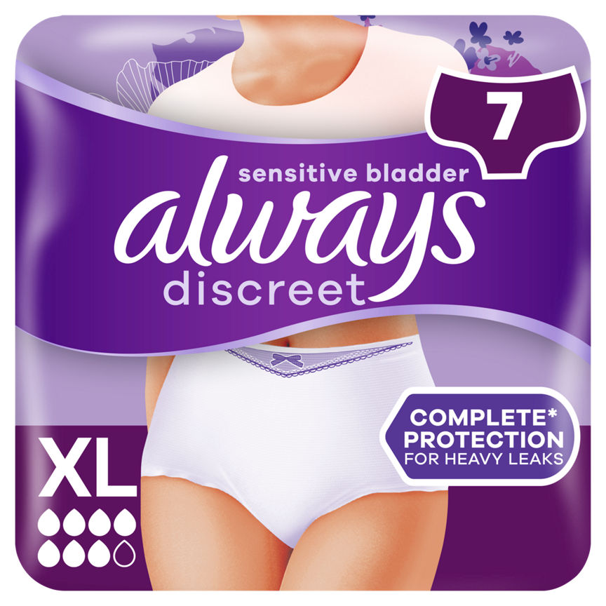 Always Discreet Incontinence Pants Women, XL, 7 Pants GOODS ASDA   