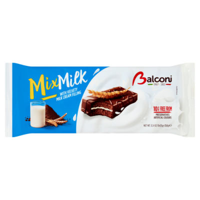 Balconi Mix Milk med fløyelsmyk melkekremfyll kjeksbarer 10 x 35g (350g)