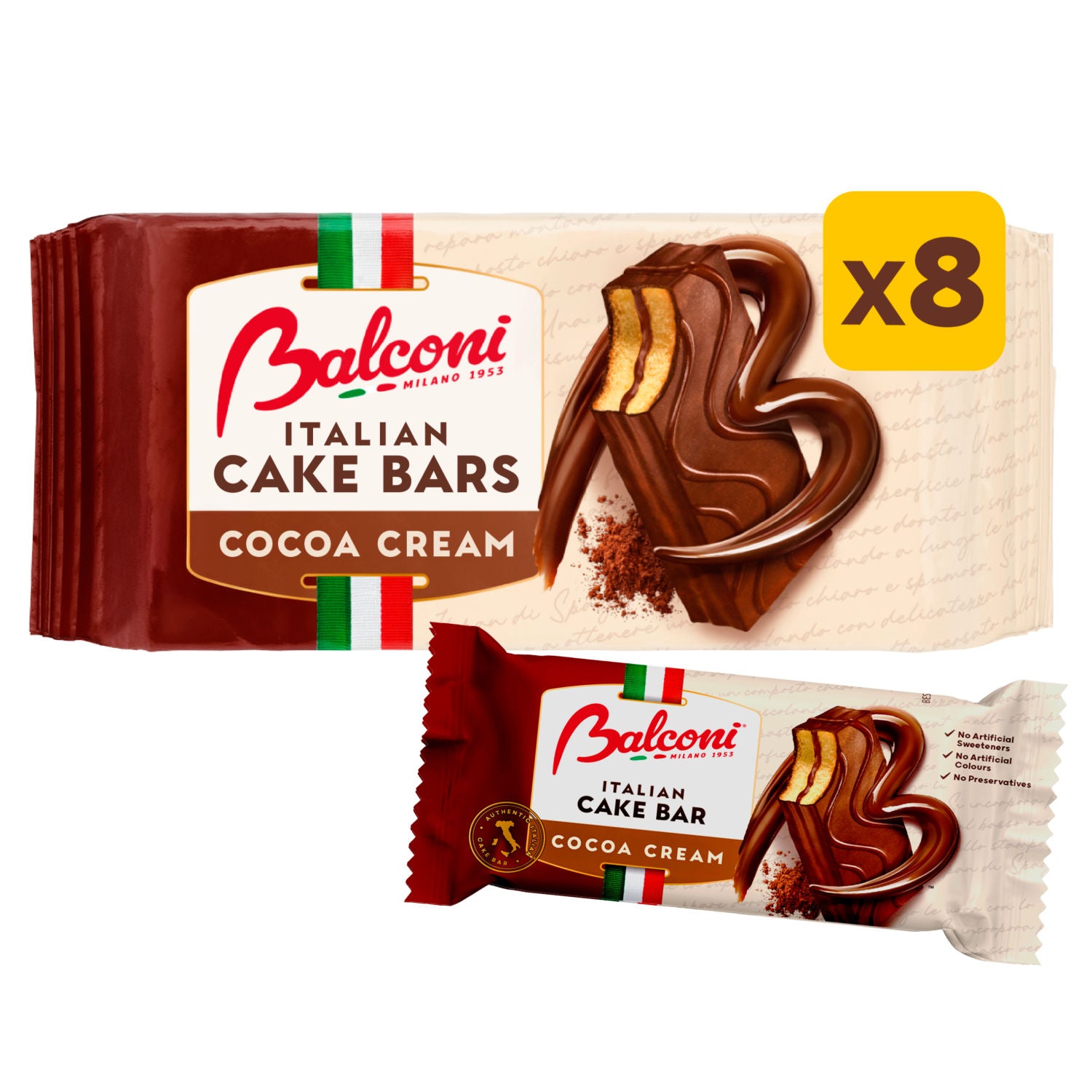 Balconi cake bars cocoa cream 8 pack - British product