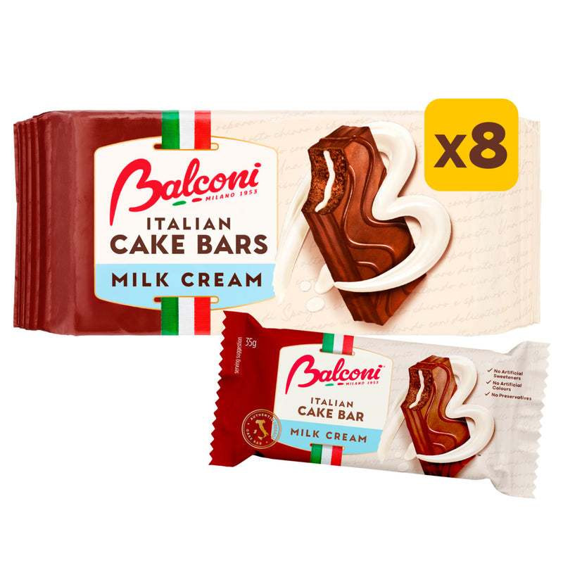 Balconi Italian cake bars milk cream 8 pack (British brand)