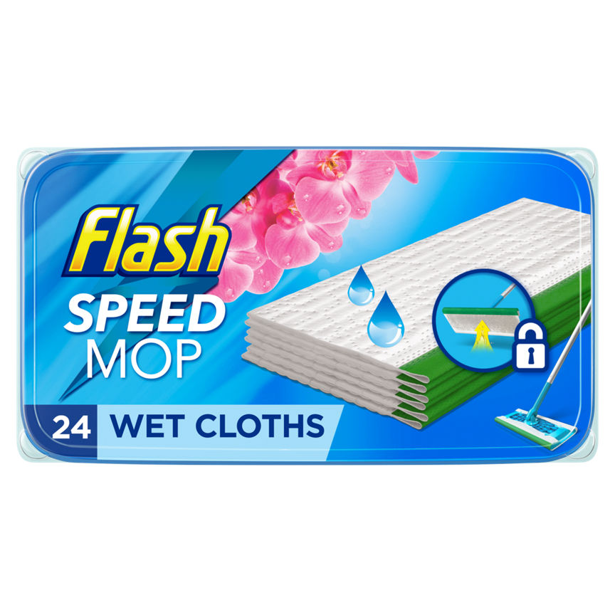 Flash Speedmop Wild Orchid Wet Floor Cleaning Wipes, 24 Cloths GOODS ASDA   