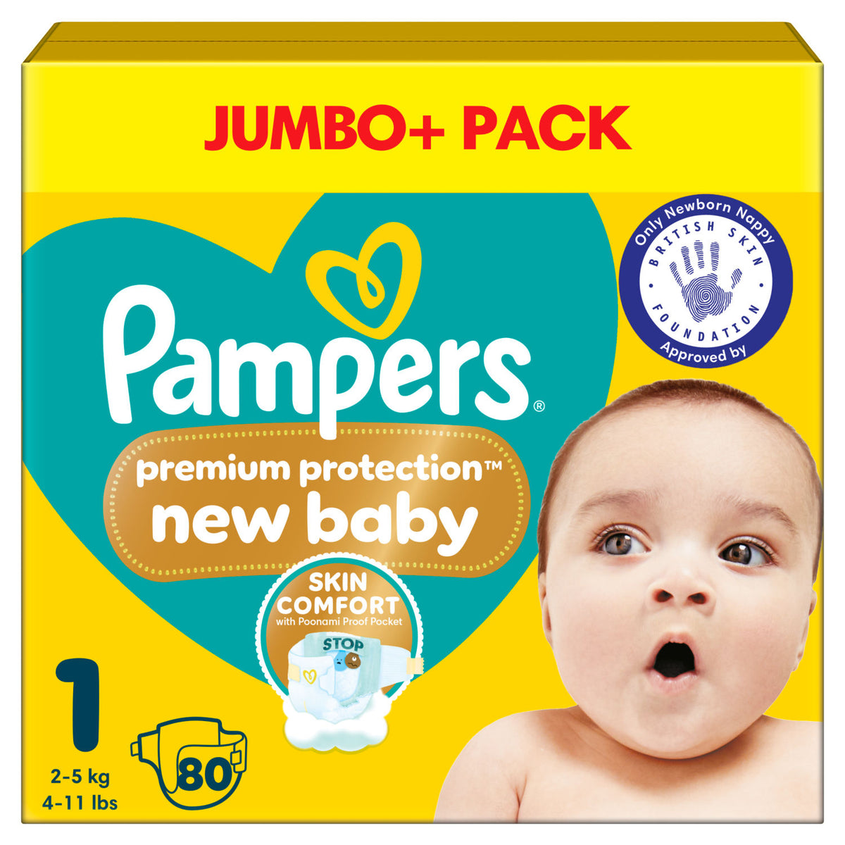 Pampers New Baby Size 1 nappies 80 pack, imported from the UK
