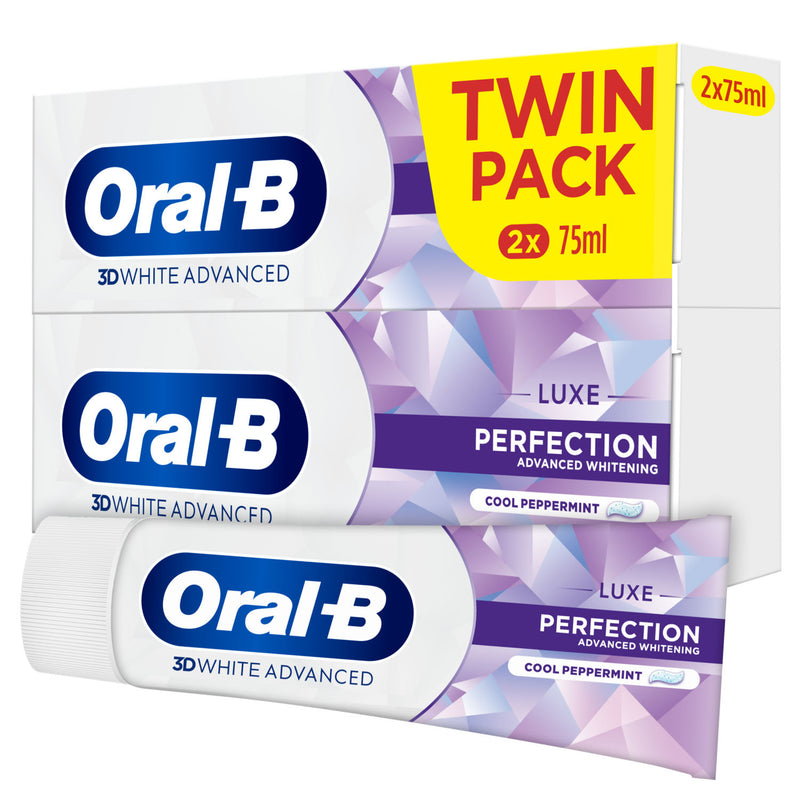 Oral-B 3DWhite Luxe Perfection toothpaste 2x75ml, imported from the UK