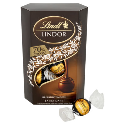 Lindt Lindor extra dark chocolate truffles 200g box, UK version