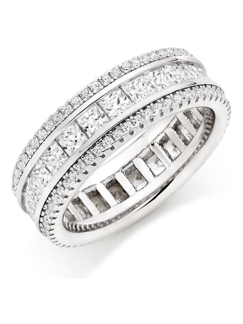 Multicolour cubic zirconia sterling silver ring 7mm width, imported from the UK