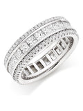 Multicolour cubic zirconia sterling silver ring 7mm width, imported from the UK