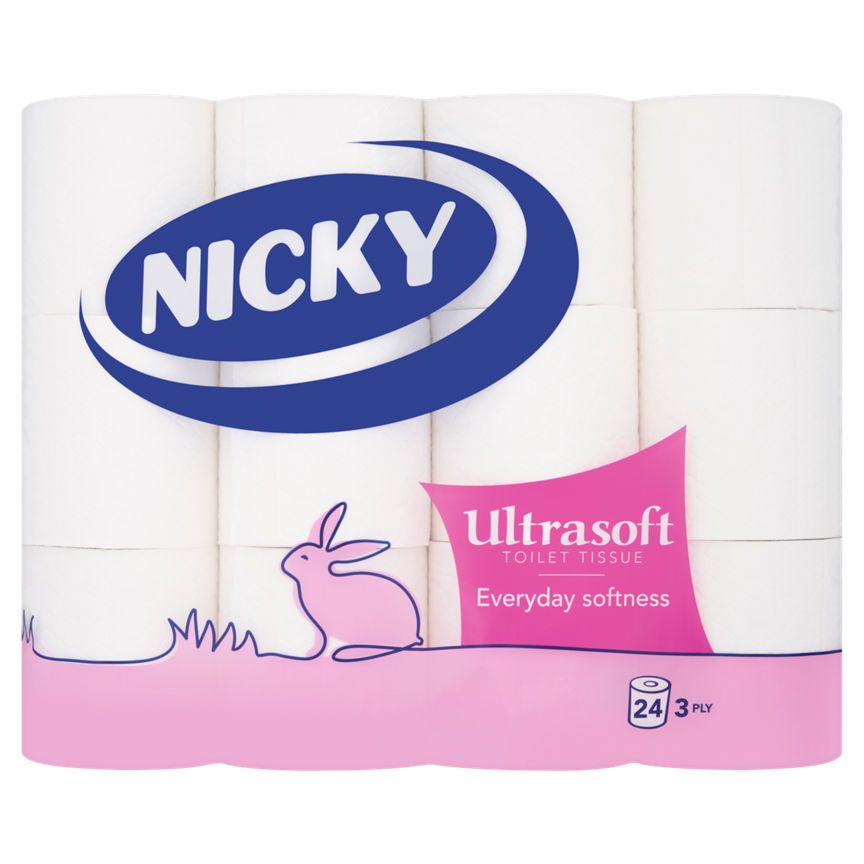 Nicky Ultrasoft Toilet Tissue 3 Ply 24 Rolls GOODS ASDA   