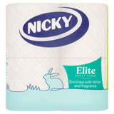Nicky Elite Quilted Toilet Rolls, 4 Rolls