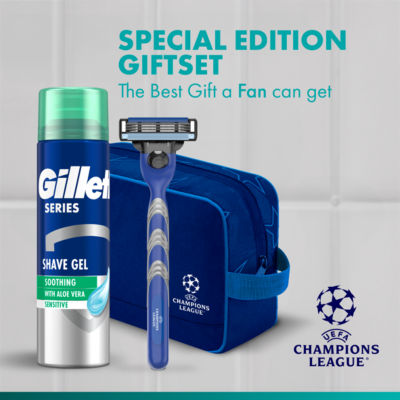 Gillette Mach3 razor set with handle, blades, gel and travel bag, UK version