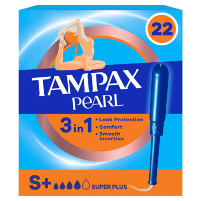Tampax Pearl Super Plus tampons with applicator 22 count - British product