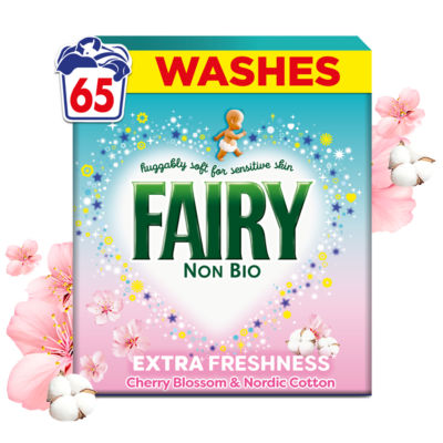 ASDA Fairy Non Bio Cherry Blossom & Nordic Cotton Washing Powder 3.25kg, 65 Washes- Buy online at McGrocer
