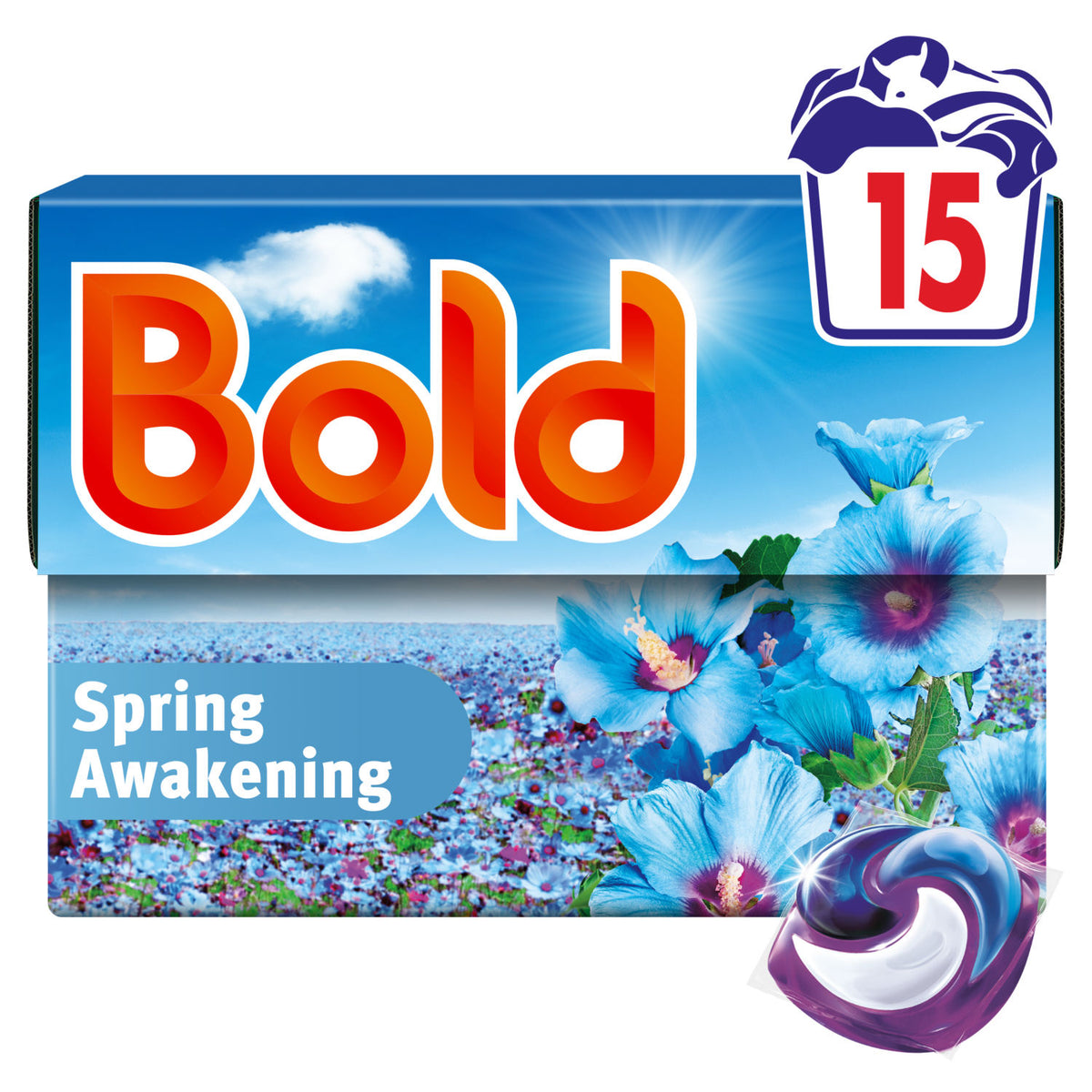 Bold PODS Spring Awakening washing liquid capsules 15 washes (British brand)