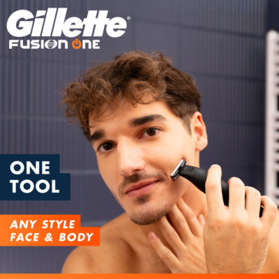 Gillette Fusion One hybrid beard trimmer shaver for face and body (British brand)