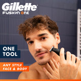 Gillette Fusion One hybrid beard trimmer shaver for face and body (British brand)