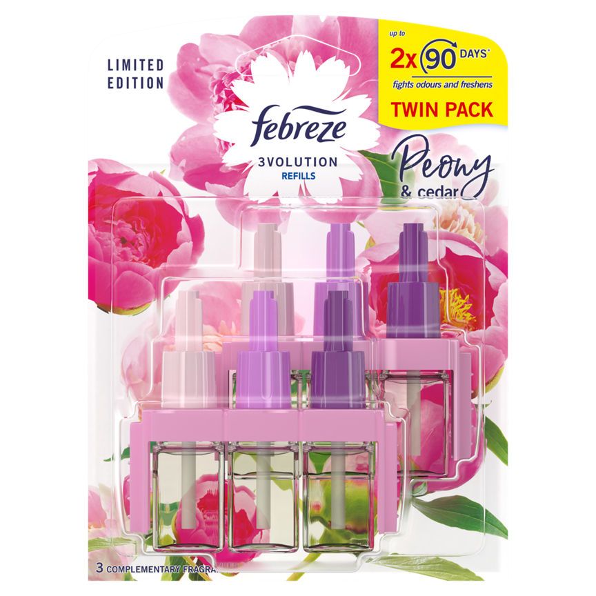 Febreze 3Volution Air Freshener Plug In Refill Peony & Cedar 2x20ML GOODS ASDA   