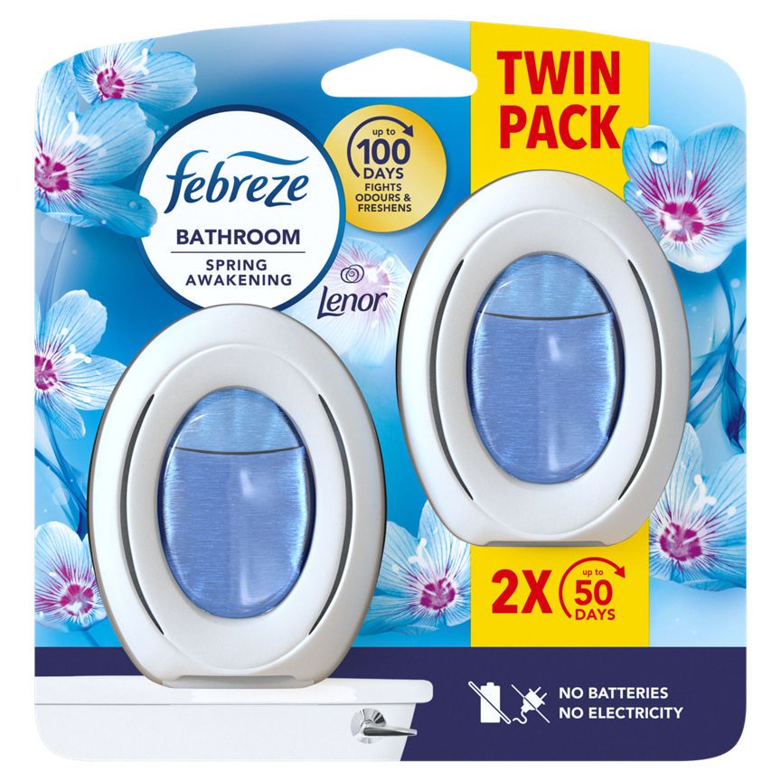 Febreze Bathroom, Continuous Air Freshener, Lenor Spring Awakening Twin Pack GOODS ASDA   