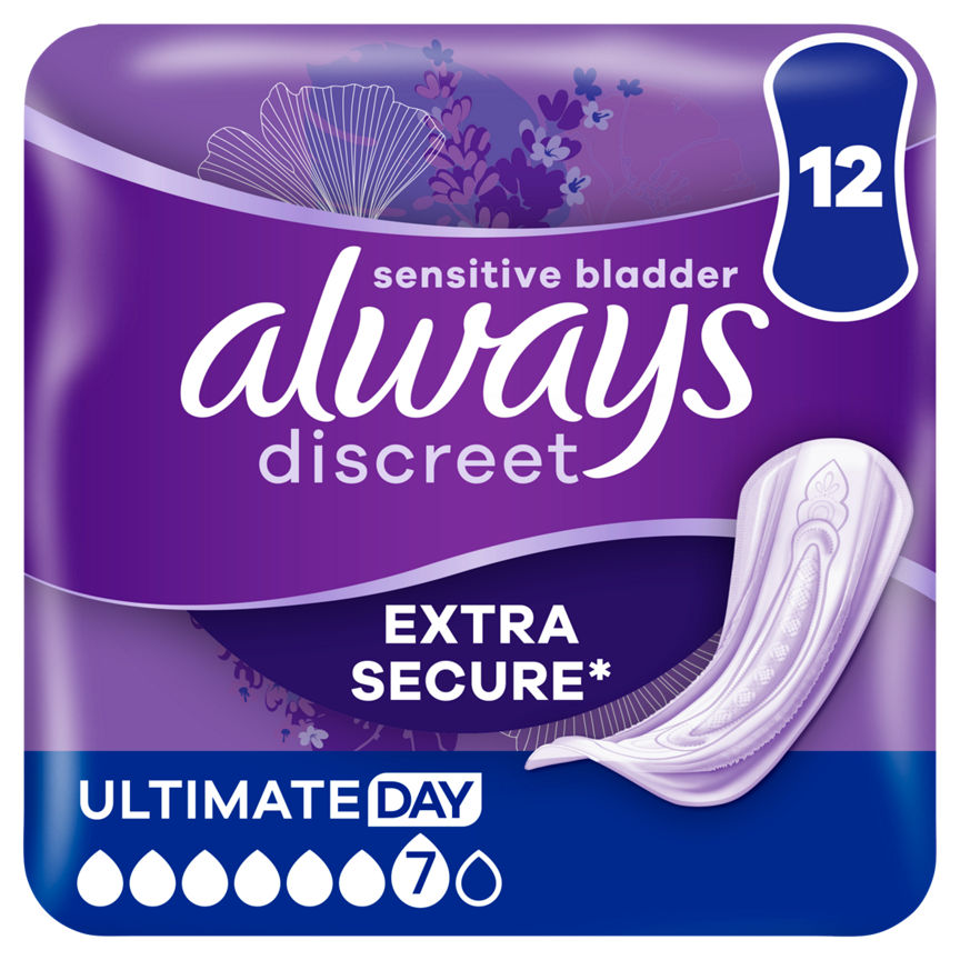 Always Discreet Incontinence Pads Plus Women Ultimate Day GOODS ASDA   