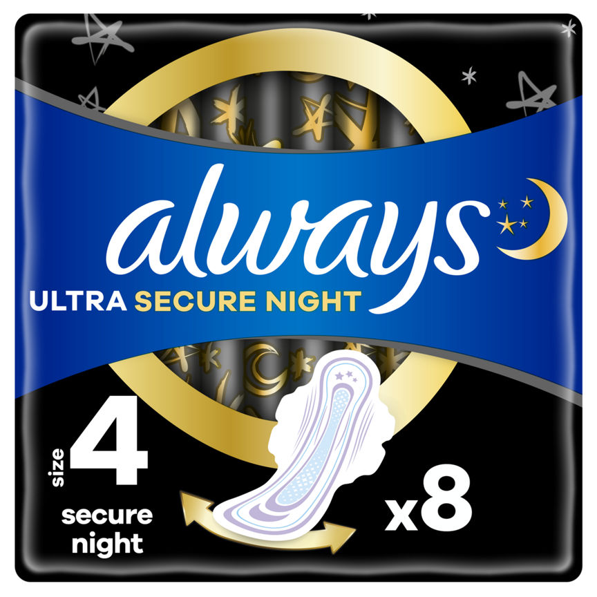 Always Ultra Sanitary Towels Secure Night (Size 4) With Wingss GOODS ASDA   