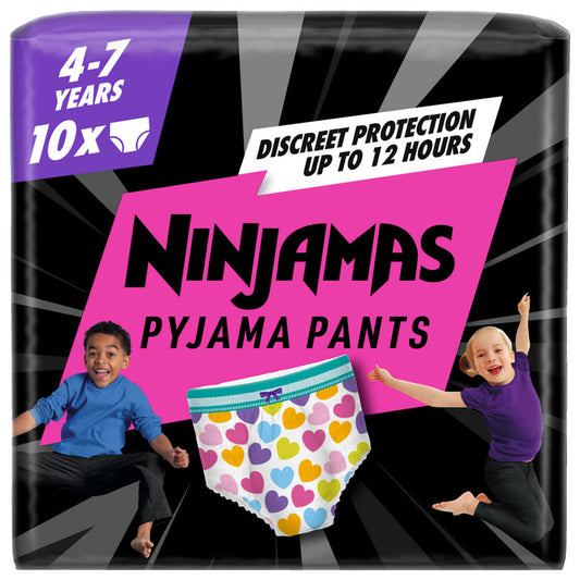 Pampers Ninjamas Pyjama Pants Girls, 10 Pyjama Pants, 4-7 Years, 17-30kg GOODS ASDA   