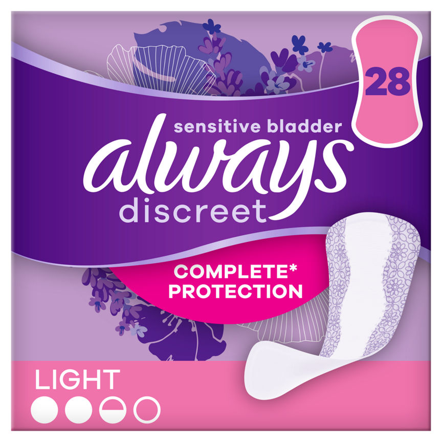 Always Discreet Incontinence Liners Light 28 Count GOODS ASDA   