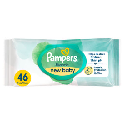 ASDA Pampers Harmonie Lingettes Bébé Sans Plastique pour Nouveau-né Lot de 46 Lingettes - Acheter en ligne sur McGrocer