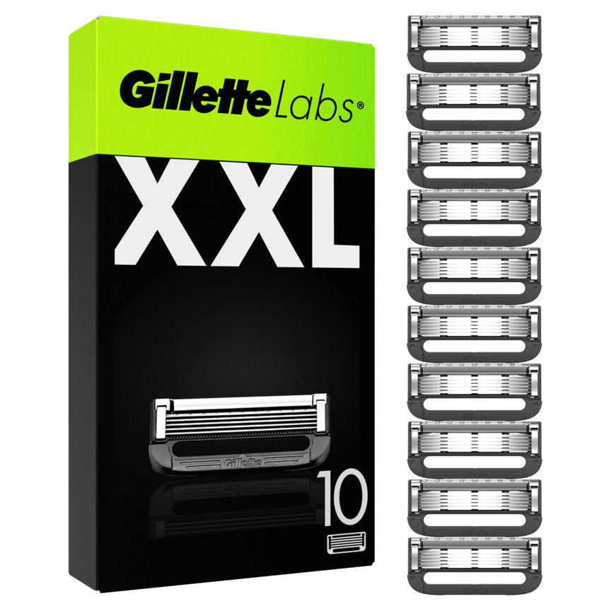 Gillette Labs With Exfoliating Bar And Heated Razor Blades, 10 Refills