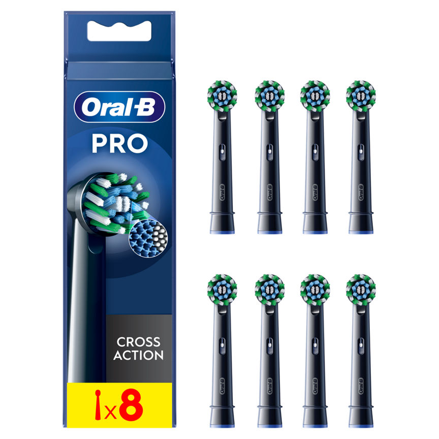 Oral-B Pro Cross Action Black Toothbrush Heads, 8 Counts GOODS ASDA   