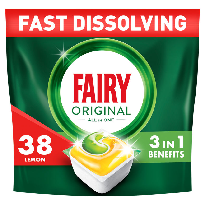 Fairy Original All In One Dishwasher Tablets, Lemon, 38 Capsules GOODS ASDA   