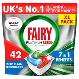 Fairy Platinum Plus Deep Clean Dishwasher Tablets Fresh Herbal Breeze, 42 Tablets GOODS ASDA   