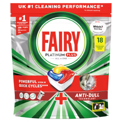 Fairy Geschirrspültabs mit Zitronenduft, 18 Stück – Britisches Produkt
