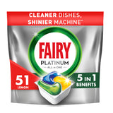 Fairy Platinum All In One Dishwasher Tablets Lemon, 51 Tablets GOODS ASDA   