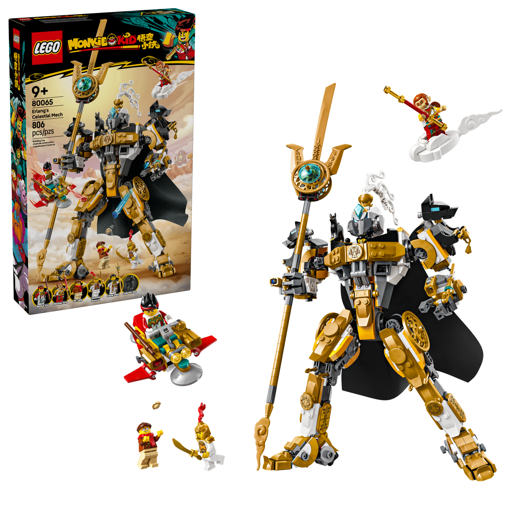 LEGO Monkie Kid Erlang's Celestial Mech Building Kit 806 pieces - British product