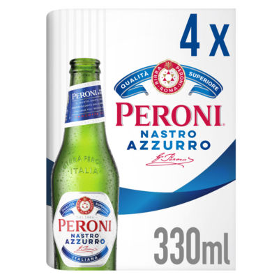 Peroni Nastro Azzurro lager 4x330ml bottles, imported from the UK