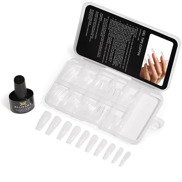 Bluesky soft gel nail extension tips coffin 100 pieces - British product