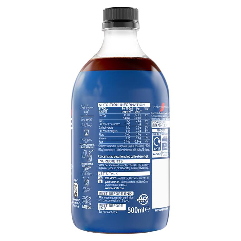 Nescafé iced coffee concentrate decaf 500ml (British brand)