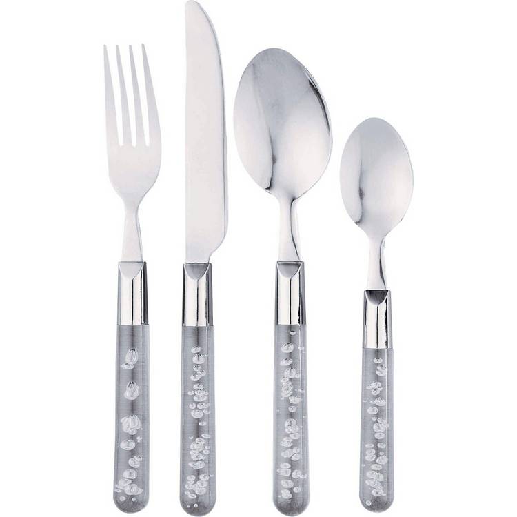 Argos Home clear bubble stainless steel cutlery set 16 piece, UK version