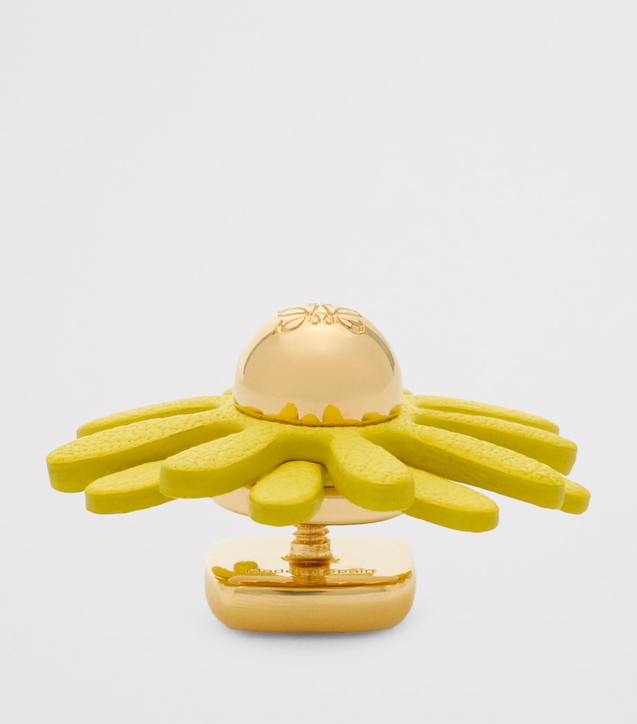 LOEWE leather-trim flower pin 1cm x 2.5cm, imported from the UK
