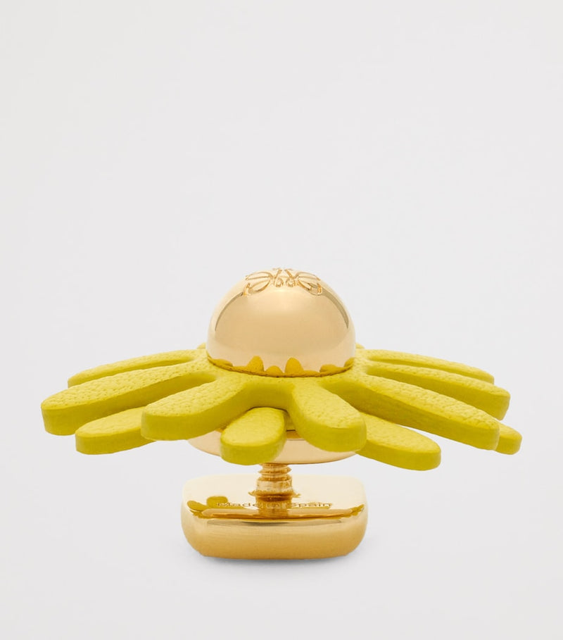 LOEWE leather-trim flower pin 1cm x 2.5cm, imported from the UK